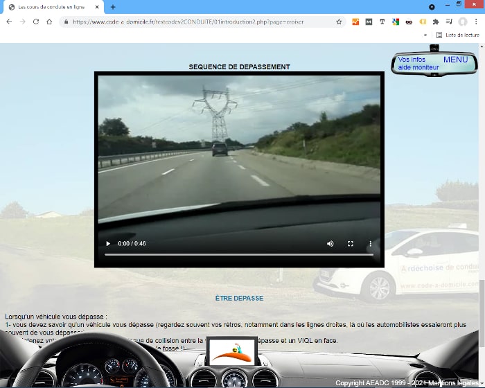 simulateur de cours de conduite en ligne